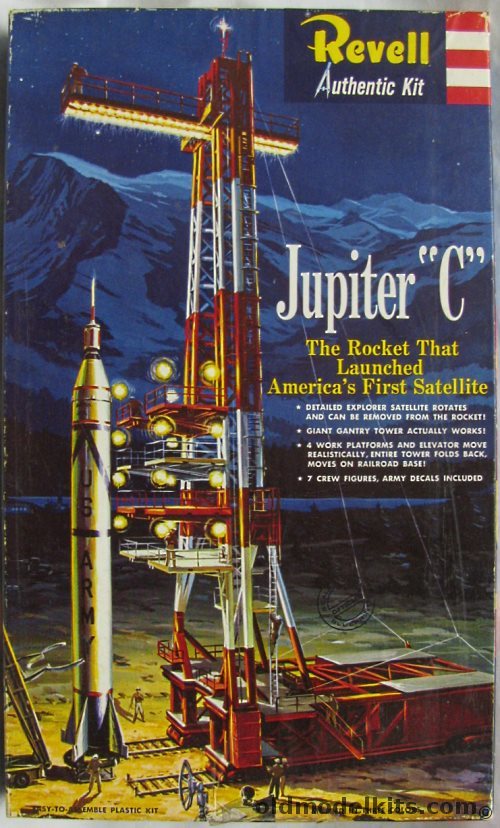 Revell 1/100 Jupiter 'C'  with Working Gantry - Elevator - Explorer Satellite and Crew - 'S' Issue, H1819-198 plastic model kit